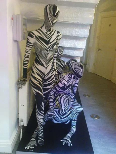 missoni knit figures under stairs